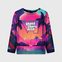 Лонгслив детский GTA 6 закат солнца, цвет: 3D-принт