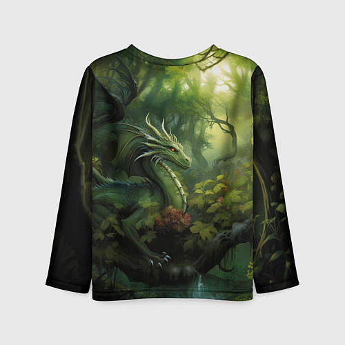 Детский лонгслив Лесной зеленый дракон символ 2024 года / 3D-принт – фото 2