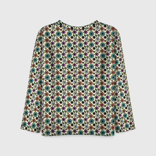 Детский лонгслив Цветочный паттерн бежевый / 3D-принт – фото 2