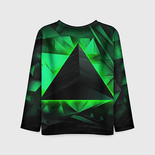 Детский лонгслив Черный треугольник на зеленой абстракции / 3D-принт – фото 2