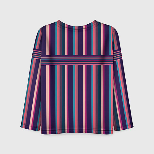 Детский лонгслив Вертикальные и горизонтальные полоски: розовые и ф / 3D-принт – фото 2