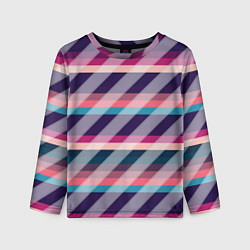 Детский лонгслив Косая клетка: разные оттенки фиолетового
