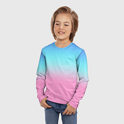Лонгслив детский Синий и голубо-розовый градиент, цвет: 3D-принт — фото 2