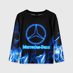 Детский лонгслив Mercedes-benz blue neon