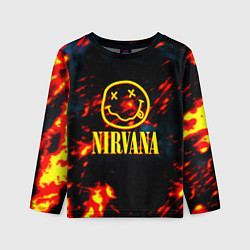 Детский лонгслив Nirvana rock огненное лого лава