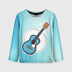 Детский лонгслив Гитара шестиструнная бирюзовая
