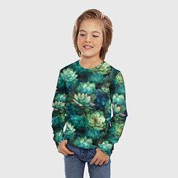 Лонгслив детский Суккуленты акварель- паттерн, цвет: 3D-принт — фото 2