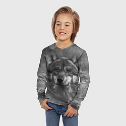 Лонгслив детский Серый волк на сером фоне, цвет: 3D-принт — фото 2