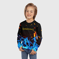 Лонгслив детский Evanescence огонь рок группа, цвет: 3D-принт — фото 2