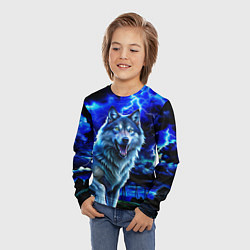 Лонгслив детский Грозовой волк с молниями, цвет: 3D-принт — фото 2