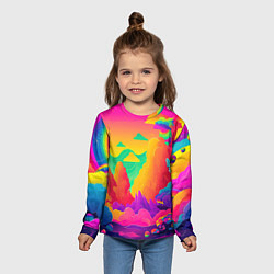 Лонгслив детский Яркие краски перетекают в радугу, цвет: 3D-принт — фото 2