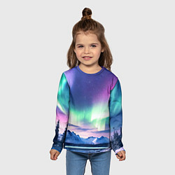 Лонгслив детский Северное сияние на природе ai art, цвет: 3D-принт — фото 2