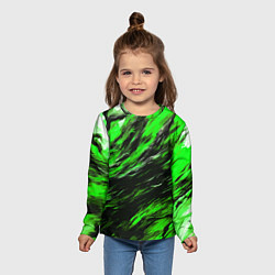 Лонгслив детский Чёрная и зелёная буря, цвет: 3D-принт — фото 2