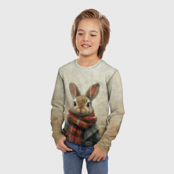 Лонгслив детский Кролик в шарфе, цвет: 3D-принт — фото 2