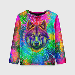 Лонгслив детский Цветной волк, цвет: 3D-принт