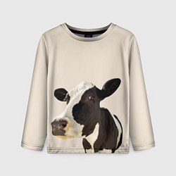 Детский лонгслив Корова на бежевом фоне