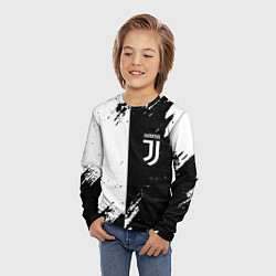 Лонгслив детский Juventus краски чёрнобелые, цвет: 3D-принт — фото 2
