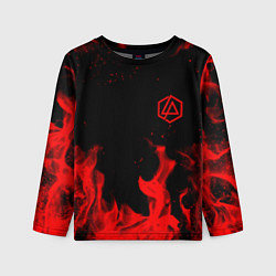 Лонгслив детский Linkin Park красный огонь лого, цвет: 3D-принт
