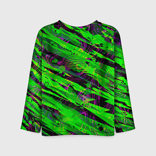 Детский лонгслив Зеленые узоры паттерны / 3D-принт – фото 2