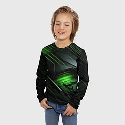 Лонгслив детский Металл и зеленый яркий неоновый свет, цвет: 3D-принт — фото 2