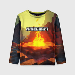 Лонгслив детский Minecraft костер и лого, цвет: 3D-принт