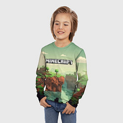 Лонгслив детский Minecraft logo квадратный мир, цвет: 3D-принт — фото 2