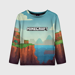 Лонгслив детский Minecraft logo квадратный мир, цвет: 3D-принт