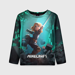 Лонгслив детский Персонаж Minecraft с мечом, цвет: 3D-принт