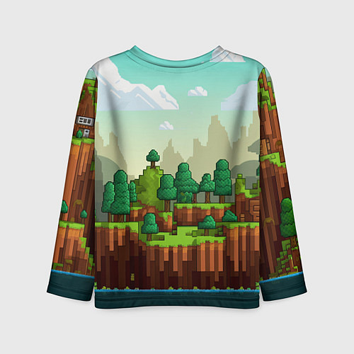 Детский лонгслив Персонаж Minecraft девушка в пиксельном мире / 3D-принт – фото 2