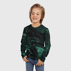 Лонгслив детский Черно-зеленый мрамор, цвет: 3D-принт — фото 2