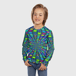 Лонгслив детский Абстрактный узор коридор из разноцветных квадратов, цвет: 3D-принт — фото 2