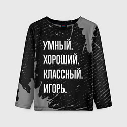 Лонгслив детский Умный хороший классный: Игорь, цвет: 3D-принт