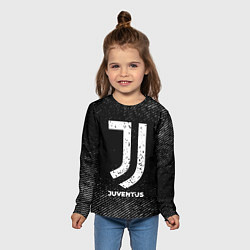 Лонгслив детский Juventus с потертостями на темном фоне, цвет: 3D-принт — фото 2