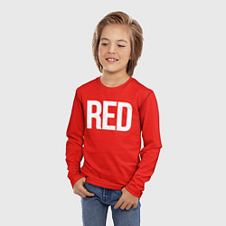 Лонгслив детский Клубнично-красный со словом red, цвет: 3D-принт — фото 2