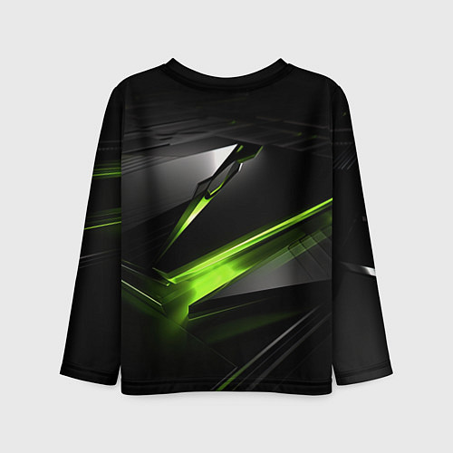 Детский лонгслив Зеленая абстрактная конструкция в стиле nvidia / 3D-принт – фото 2