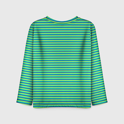 Детский лонгслив Зелёный в синюю полоску / 3D-принт – фото 2