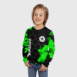 Лонгслив детский Jeep green sport hexagon, цвет: 3D-принт — фото 2