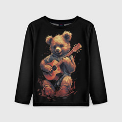 Лонгслив детский Большой плюшевый медведь играет на гитаре, цвет: 3D-принт