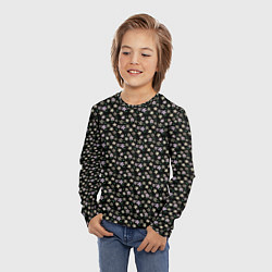 Лонгслив детский Паттерн мелкие цветочки чёрный, цвет: 3D-принт — фото 2