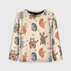 Лонгслив детский Животные с инструментами, цвет: 3D-принт
