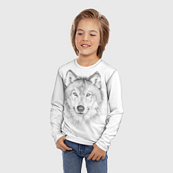 Лонгслив детский Нарисованный волк зубами щёлк, цвет: 3D-принт — фото 2
