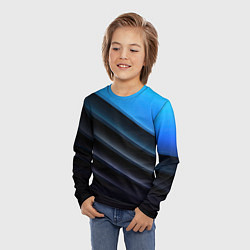 Лонгслив детский Геометрическая синяя абстракция на черном фоне мин, цвет: 3D-принт — фото 2