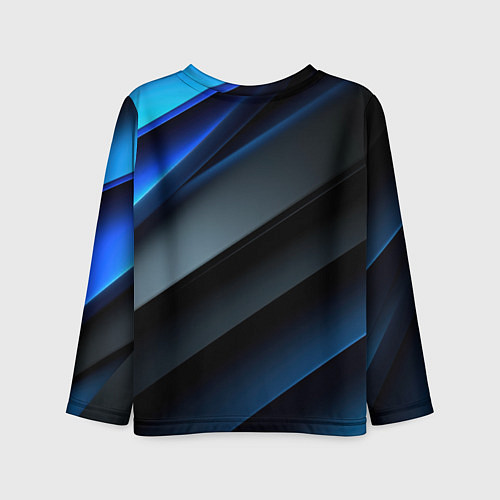 Детский лонгслив Темная синяя стильная абстракция на черном фоне / 3D-принт – фото 2
