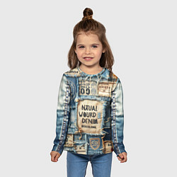 Лонгслив детский I love Barcelona - пэчворк, цвет: 3D-принт — фото 2