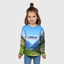 Лонгслив детский Домбай в цветах флага России, цвет: 3D-принт — фото 2