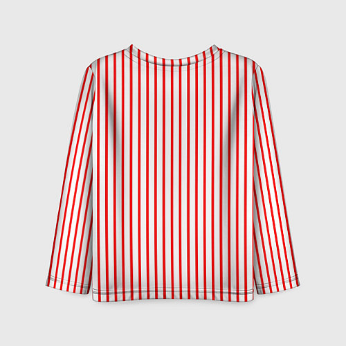 Детский лонгслив Белый в красную полоску / 3D-принт – фото 2