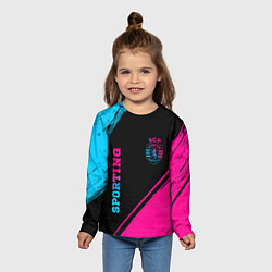 Лонгслив детский Sporting - neon gradient вертикально, цвет: 3D-принт — фото 2