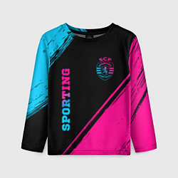 Детский лонгслив Sporting - neon gradient вертикально