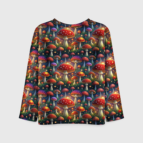 Детский лонгслив Красные мухоморы в лесу паттерн / 3D-принт – фото 2