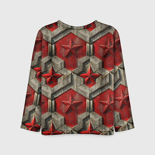 Детский лонгслив День Победы золотой текст на красном фоне СССР / 3D-принт – фото 2